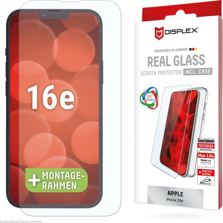 Immagine prodotto Displex Real Glass, 2D Panzerglas + Handyhülle (1 pz., Apple iPhone 16e)