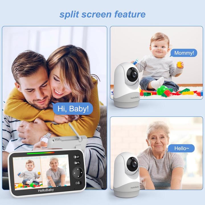 Image du produit HelloBaby Video-Baby-Monitor mit Split-Screen und Nachtsicht (Vidéo et audio)