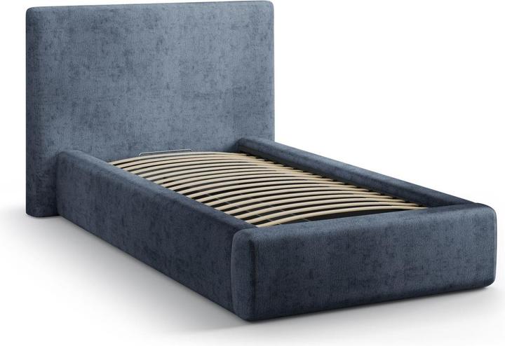Actual product image Micadoni Storage Bed With Headboard, "Amy", Dark Blue, 220x130x95 Made in Europe (90 x 200 cm)