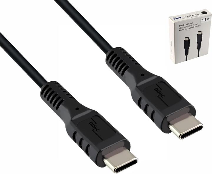 Produktbild Dinic 30x USB C auf C Ladekabel 1,50m, schwarz, im Thekendisplay (1.50 m, USB 2.0, 60 W)