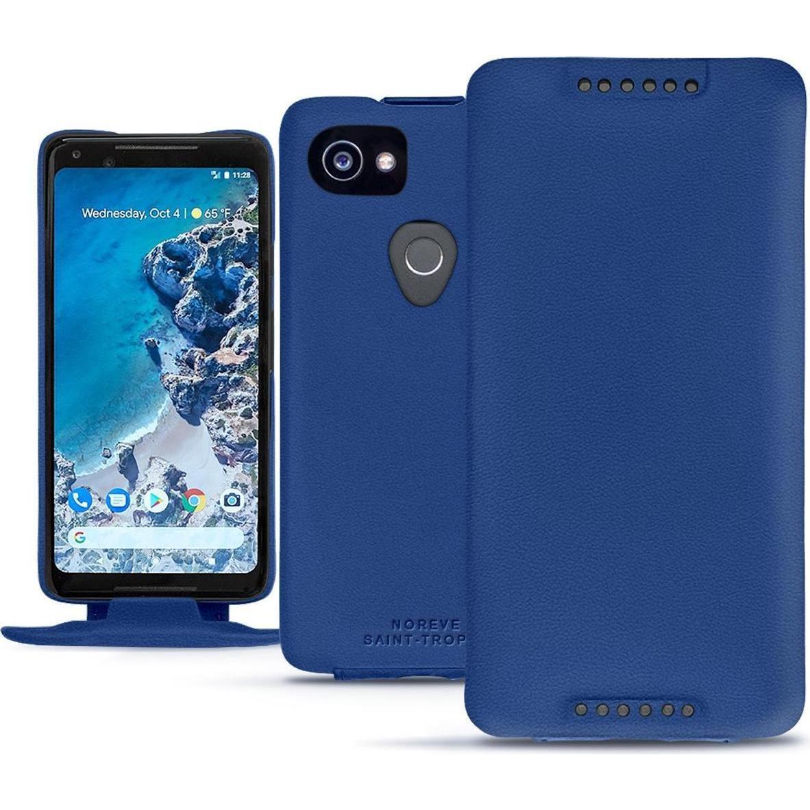 Noreve Lederschutzhülle vertikal (Google Pixel 2 XL), Smartphone Hülle, Blau