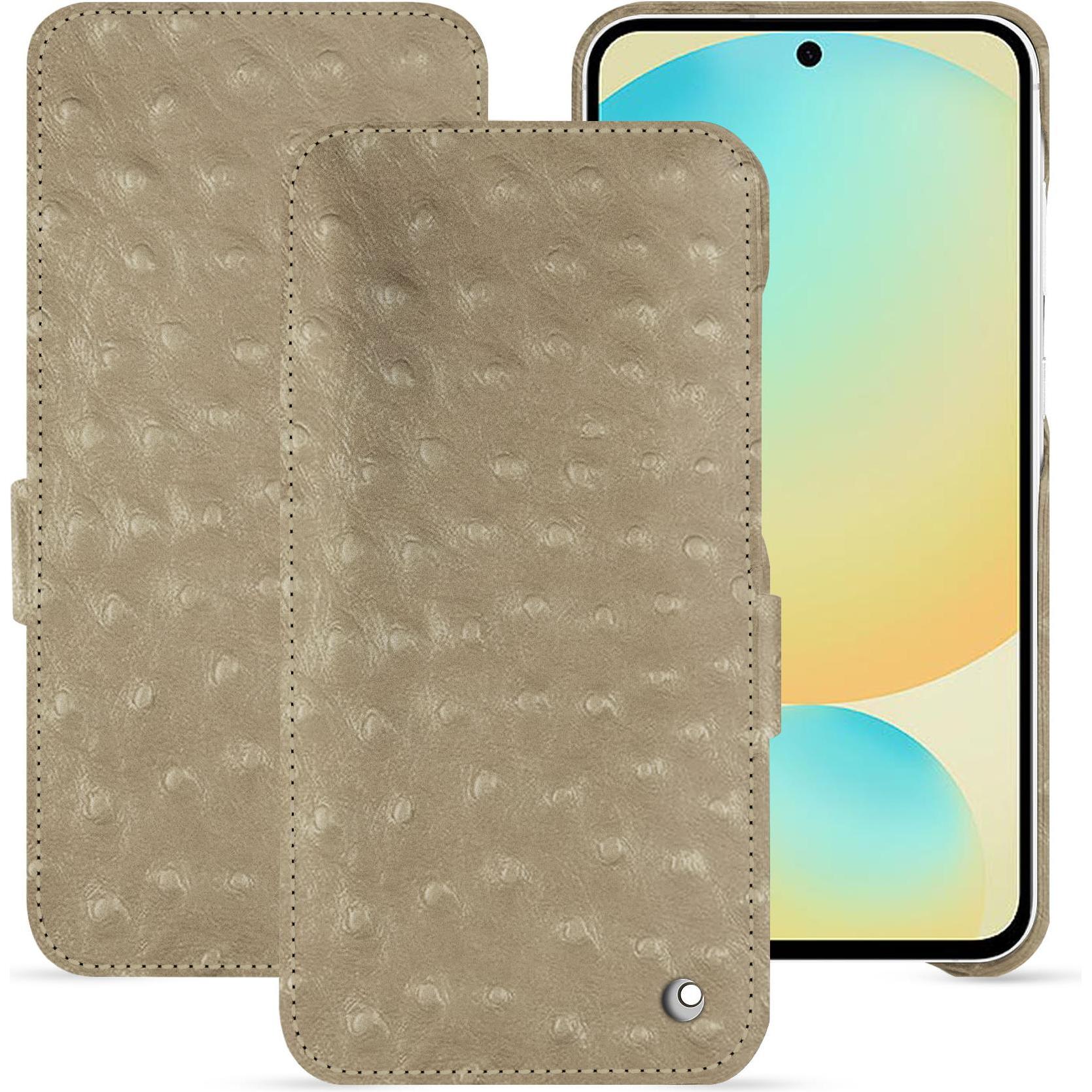 Noreve Lederschutzhülle horizontal (Samsung Galaxy S24 FE), Smartphone Hülle, Beige
