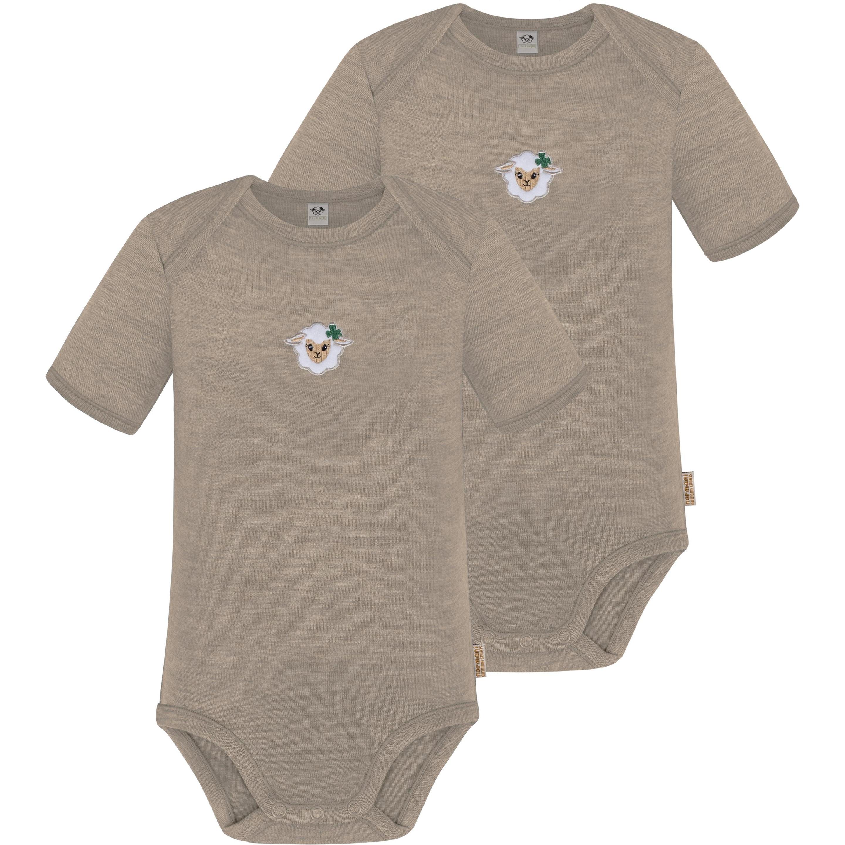 Normani, Herren, Body, 2er Set Baby Merino Body Kurzarm „Tauranga" - 9285, Beige, (68)
