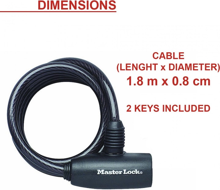 Actual product image Master Lock Spiral lock 8126EURDPRO (180 cm)