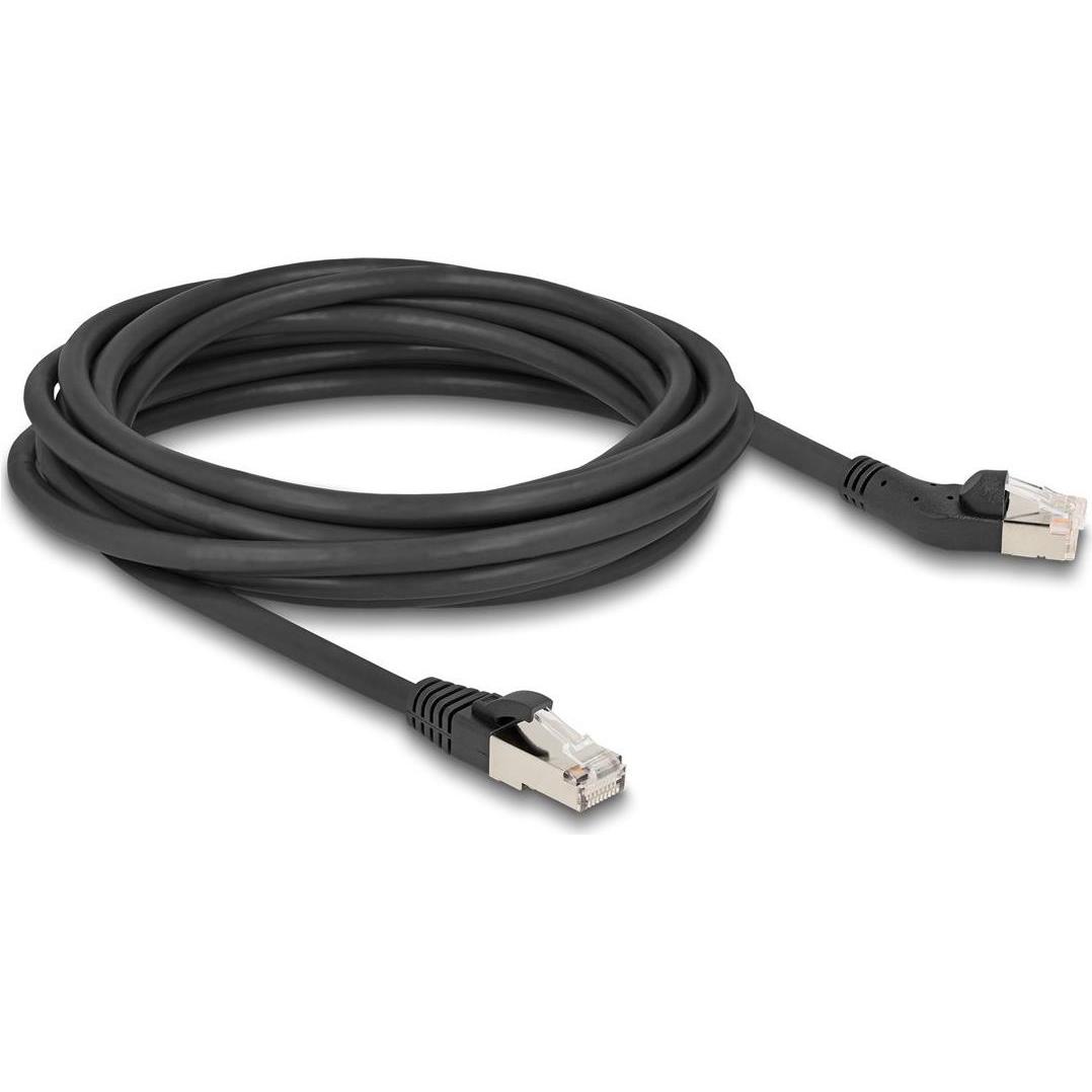 Thumbnail - Delock RJ45 Netzwerkkabel Cat.6A S/FTP Stecker 45� nach links gewinkelt zu Stecker gerade 5 m schw (S/FTP, CAT6a, 5 m)...