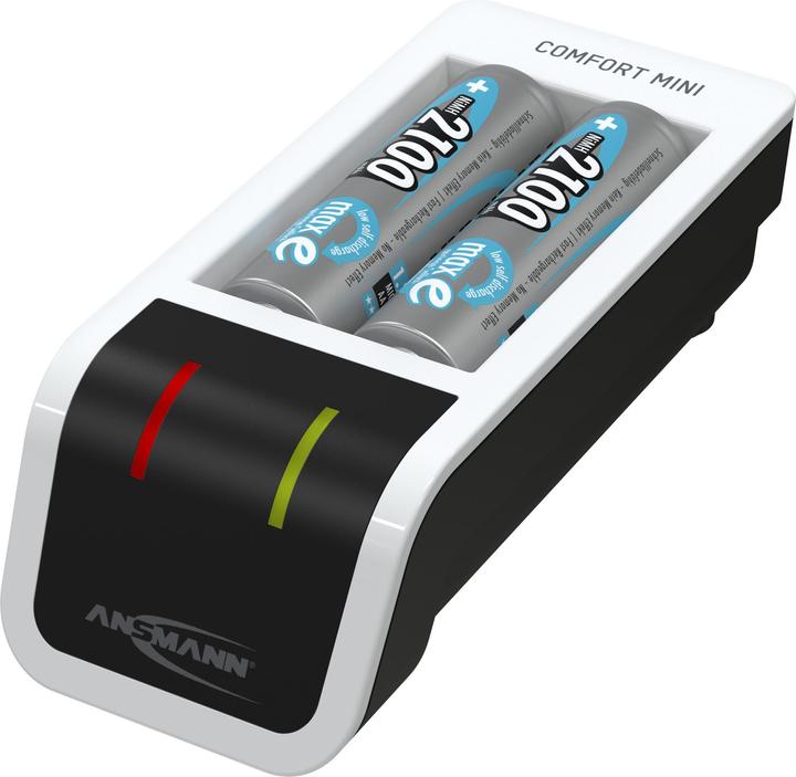 Produktbild Ansmann Comfort Mini Ladegerät inkl. 2 AA Mignon Akkus 2100 mAh (1 Stk., AA, AAA, 2100 mAh, Ladegerät inkl. Akku)