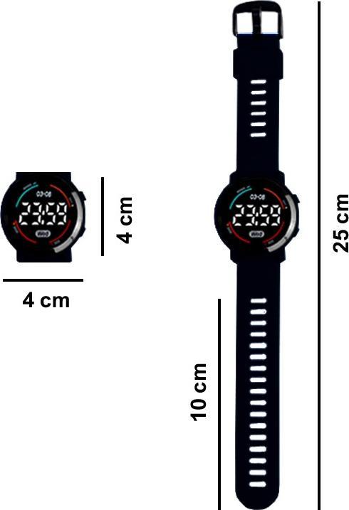 Image du produit Cbx M6 Sport Montre numérique à LED avec bracelet en silicone Affichage 12 heures Noir (40 mm)