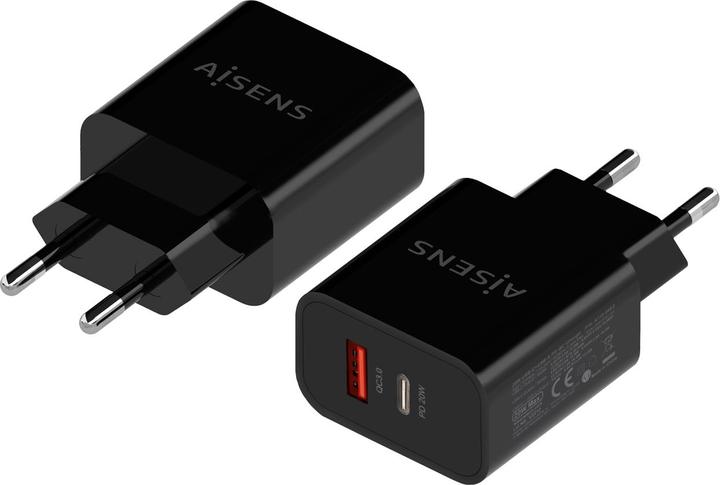 Actual product image Aisens CARGADOR 20W 1xUSB-C PD3.0 1xUSB-A QC3.0 NEGRO (20 W)