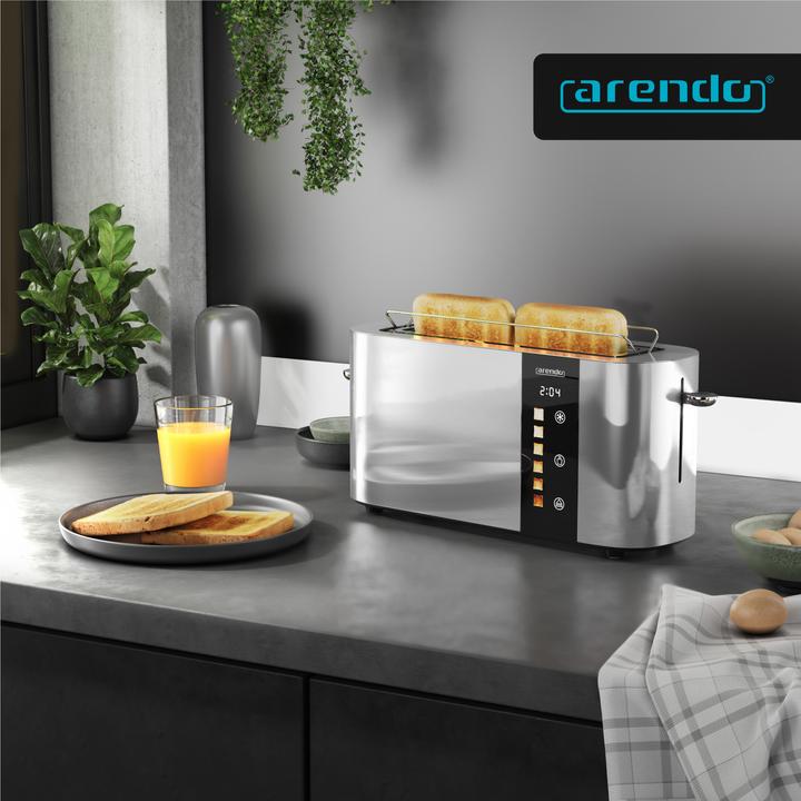 Actual product image Arendo Toaster Edelstahl 2 Scheiben Langschlitz, Touch Display, Restzeit & Bräunungsgradanzeige, 1000 W