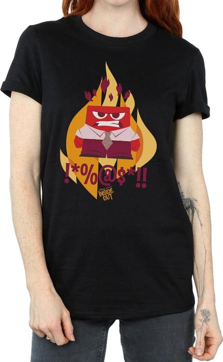 Actual product image Disney Womens/Ladies Inside Out Fired Up Cotton Boyfriend T-Shirt (M)