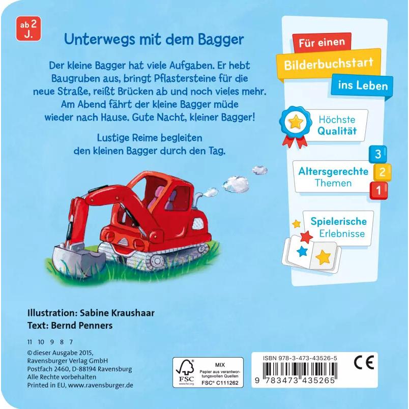 Thumbnail - Ravensburger, Babybücher, Was machst du, kleiner Bagger? (Deutsch)