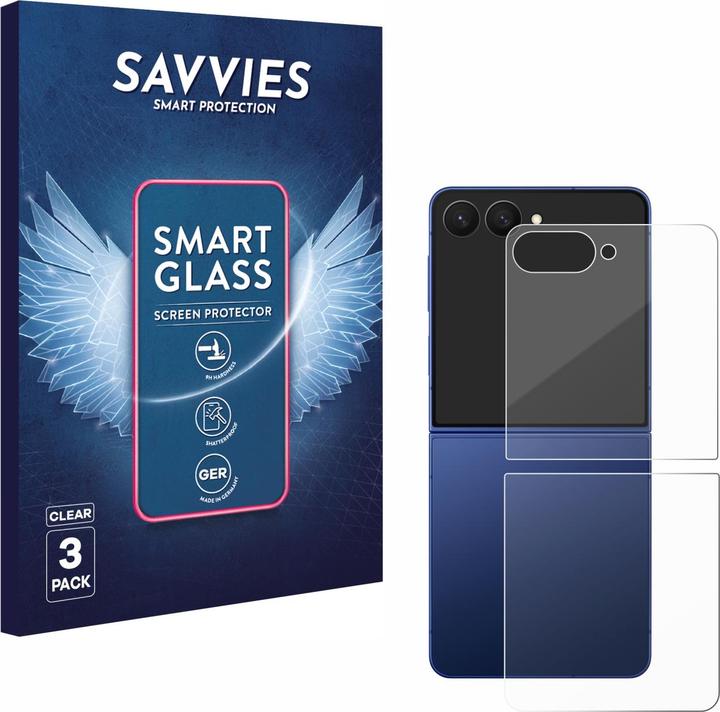 Actual product image Savvies 3x Smart Glass - 9H Hybrid Glass Screen Protector for Samsung Galaxy Z Flip 7 (Back) (3 pcs., Samsung Galaxy Z Flip7)
