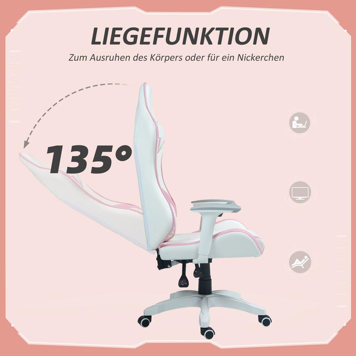 Image du produit Homcom Gamingstuhl Kunstleder Rosa