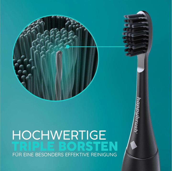Produktbild happybrush Zahnbürstenkopf Eco Vibe V3+ Black, 3 Stück (3 x)