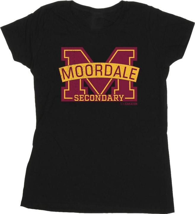 Actual product image Netflix Womens/Ladies Sex Education Moordale Cracked M Logo 2 Cotton T-Shirt (L)