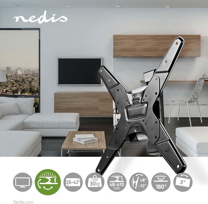 Immagine prodotto Nedis Supporto a parete per TV a movimento completo, 26-42". (Muro, 42", 30 kg)