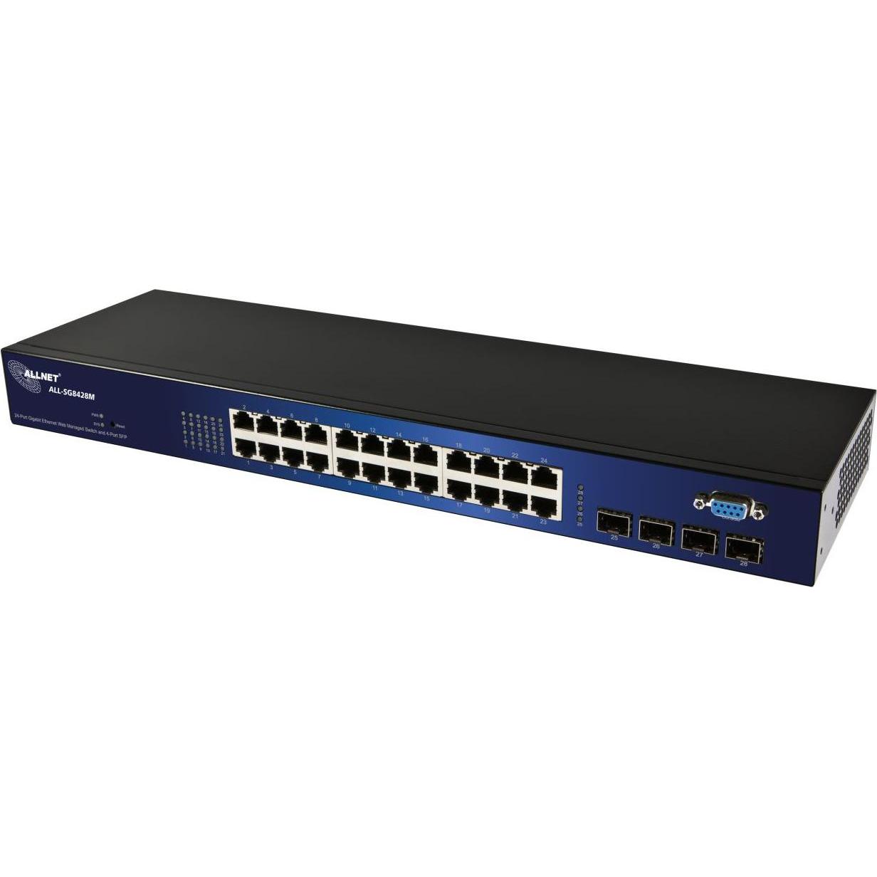 Allnet ungemanaged L2 Gigabit Ethernet 19U (24 Ports), Netzwerk Switch, Schwarz