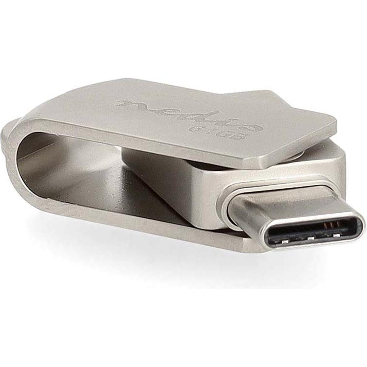 Nedis Flash Laufwerk - 64 GB - USB-A/USB-C - Lesegeschwindigkeit: 90 MB/s - Schreibegeschwindigkeit: (64 GB, USB-A, USB-C) (FDRIUC364SI)