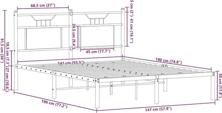 Image du produit vidaXL Bettgestell (140 x 190 cm)