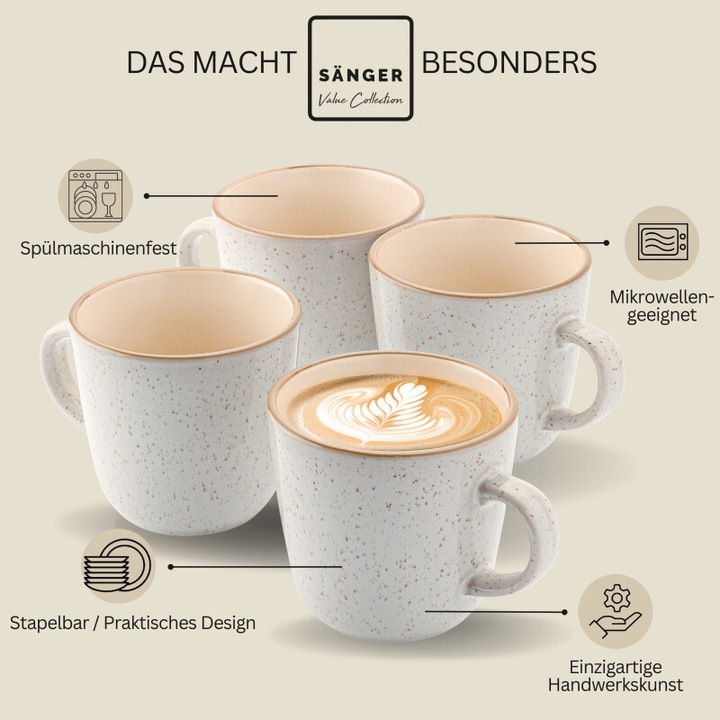 Produktbild Sänger Kaffeebecher Set Rio Creme (430 ml, 4 x)