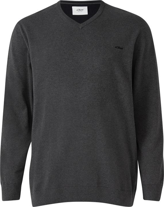 Produktbild s.Oliver Strickpullover Strickpullover mit Logo-Stickerei (4XL)