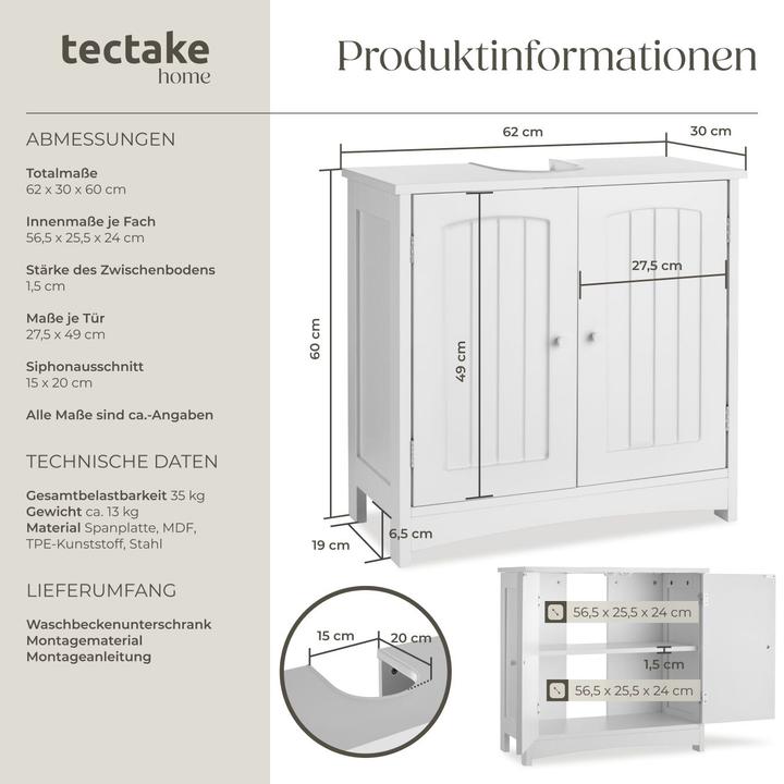 Actual product image tectake Jasper (62 x 30 x 60 cm)