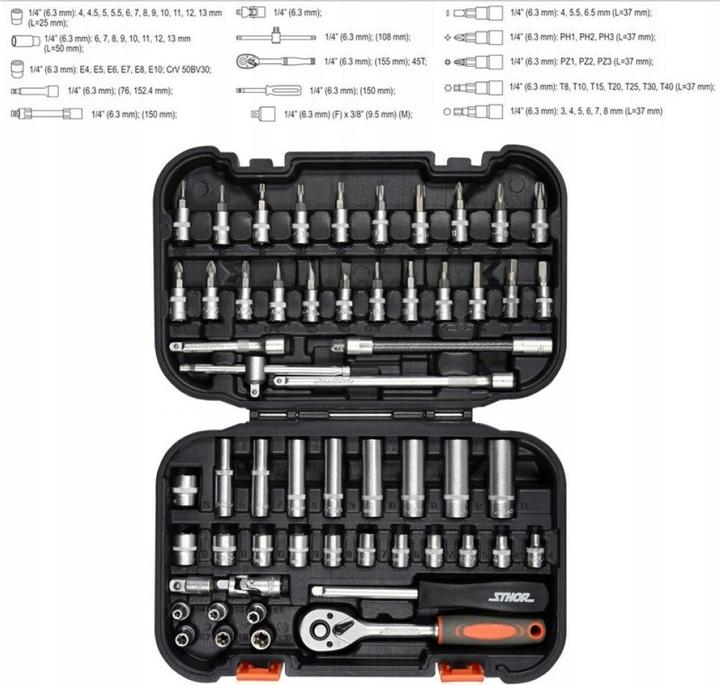 Produktbild Toya Sthor 58643 – Werkzeug-Set 1/4 Zoll, 56-teilig