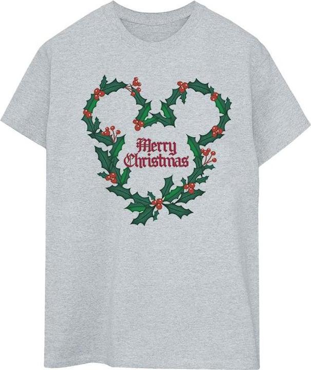 Actual product image Disney Mens Mickey Mouse Merry Christmas Holly T-Shirt (L)