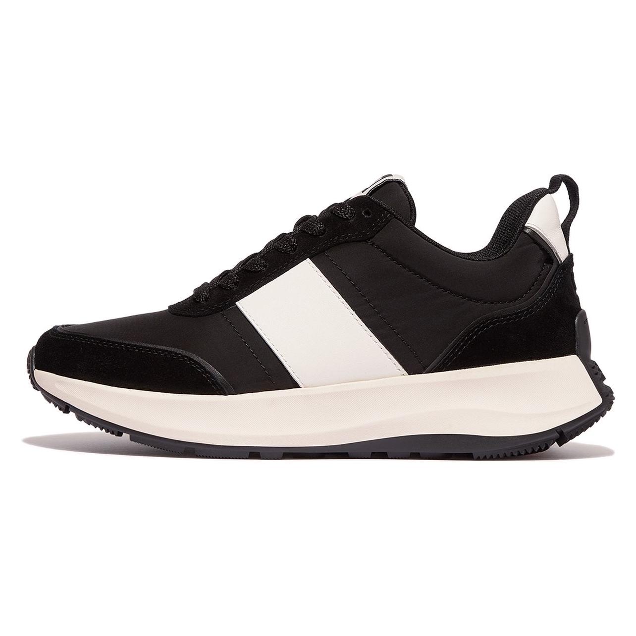 Fitflop, Vrouwen, Sneakers, F-Mode Flow Sneaker - Nylon & Suede Mix Zwart - Maat 37, Zwart, (37)