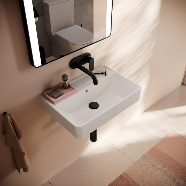 Produktbild hansgrohe Xanuia Q Waschtisch Compact, ohne Hahnloch, mit Überlauf, 550x370mm, SmartClean, weiss (580 mm, 200 mm)