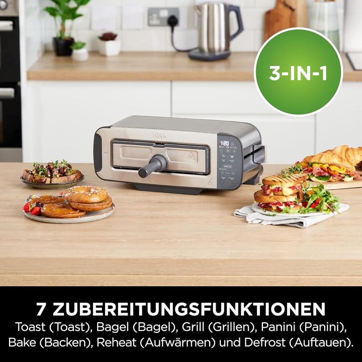 Image du produit Ninja 3-in-1 Multifunctionele Toaster, Grillplaat en Panini Maker - 7 Roosterstanden - RVS - ST202EU