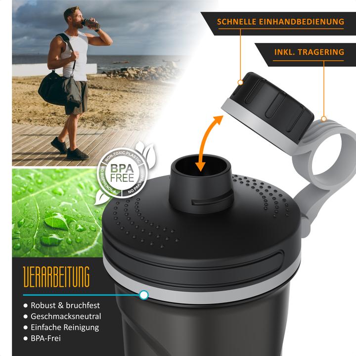 Image du produit Arendo Protein Shaker, Elektrischer Eiweissshaker 700 ml, verschliessbar, spülmaschinengeeignet, BPA-frei (0.70 l)