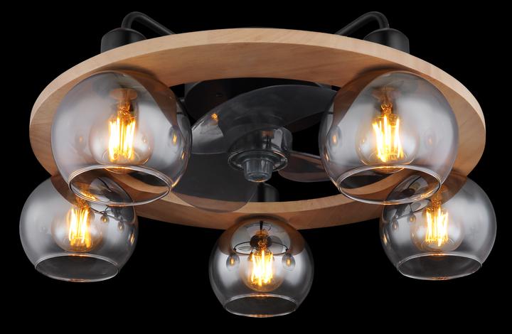 Actual product image Globo FAN METAL BLACK MATT, 5XE27 (42 dB)