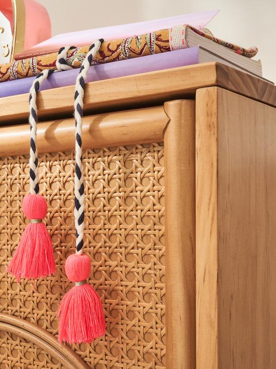 Actual product image Vertbaudet Kinderzimmer Nachttisch REGENBOGEN mit Rattangeflecht (40 x 30 x 49 cm)