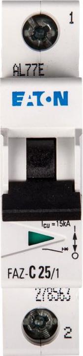 Produktbild Eaton MCB, 25A, C-type, 1Pole, 15kA