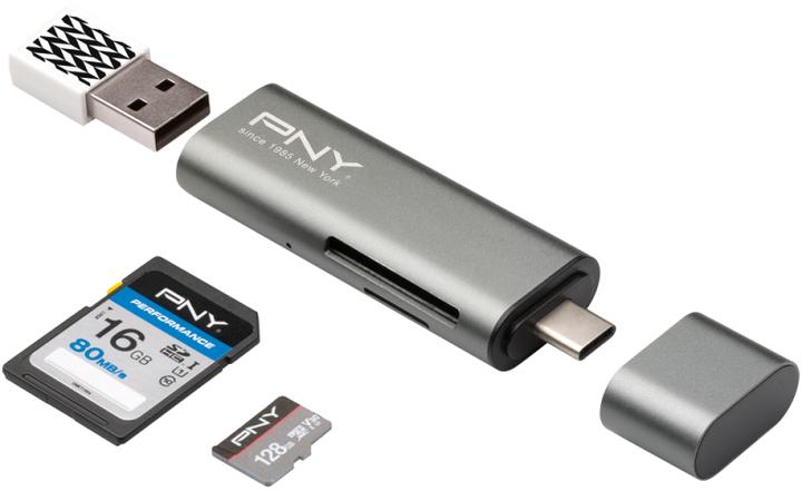 PNY Card Reader/Adapter RTCUA3N USB Type C/A (USB 2.0, USB 3.1)