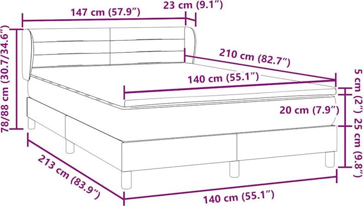 Actual product image vidaXL Boxspringbett (140 x 210 cm)