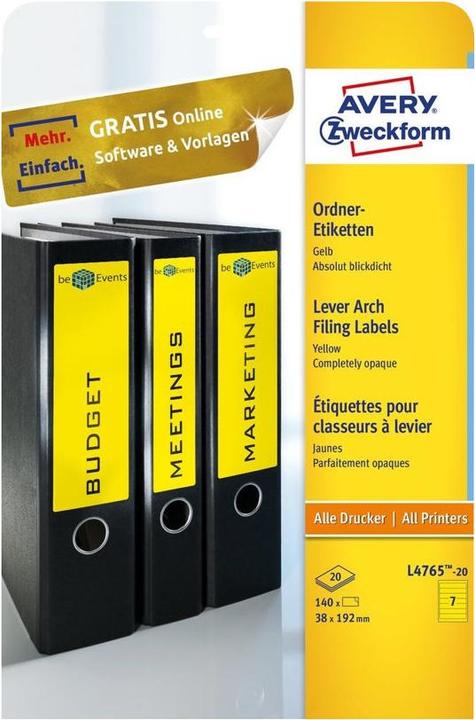 Actual product image Avery L4764-20 Labels 38x192mm