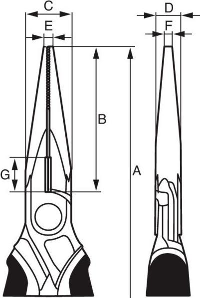 Produktbild Bahco ERGO Flachrundzange mit Öffnungsfeder, Zwei-Komponenten-Griffen, lange Backen, phosphatiert(200 mm (200 mm)