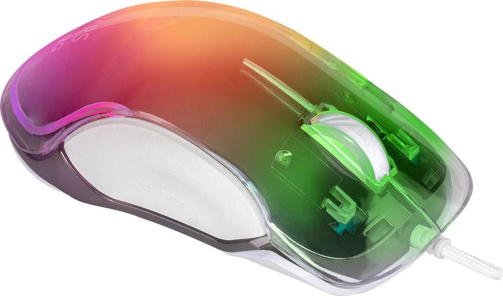 Actual product image Mars Gaming MMGLOW Chroma-Glow RGB Gaming Mouse Mirror Finish Ultra-Lightweight 12800 DPI White (Cable)