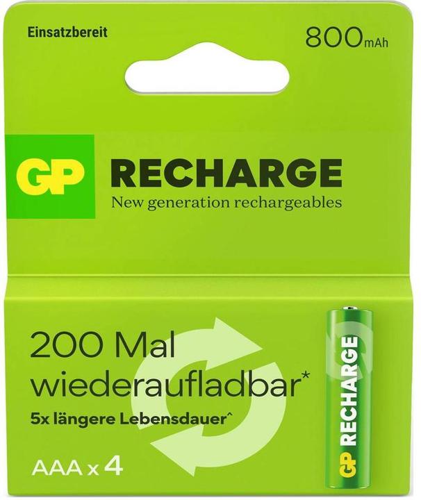 Energy Label GP Batteries GP Recharge Micro (AAA) rechargeable NiMH 800 mAh 1.2 V 4 pcs. (4 pcs., AAA, 800 mAh)