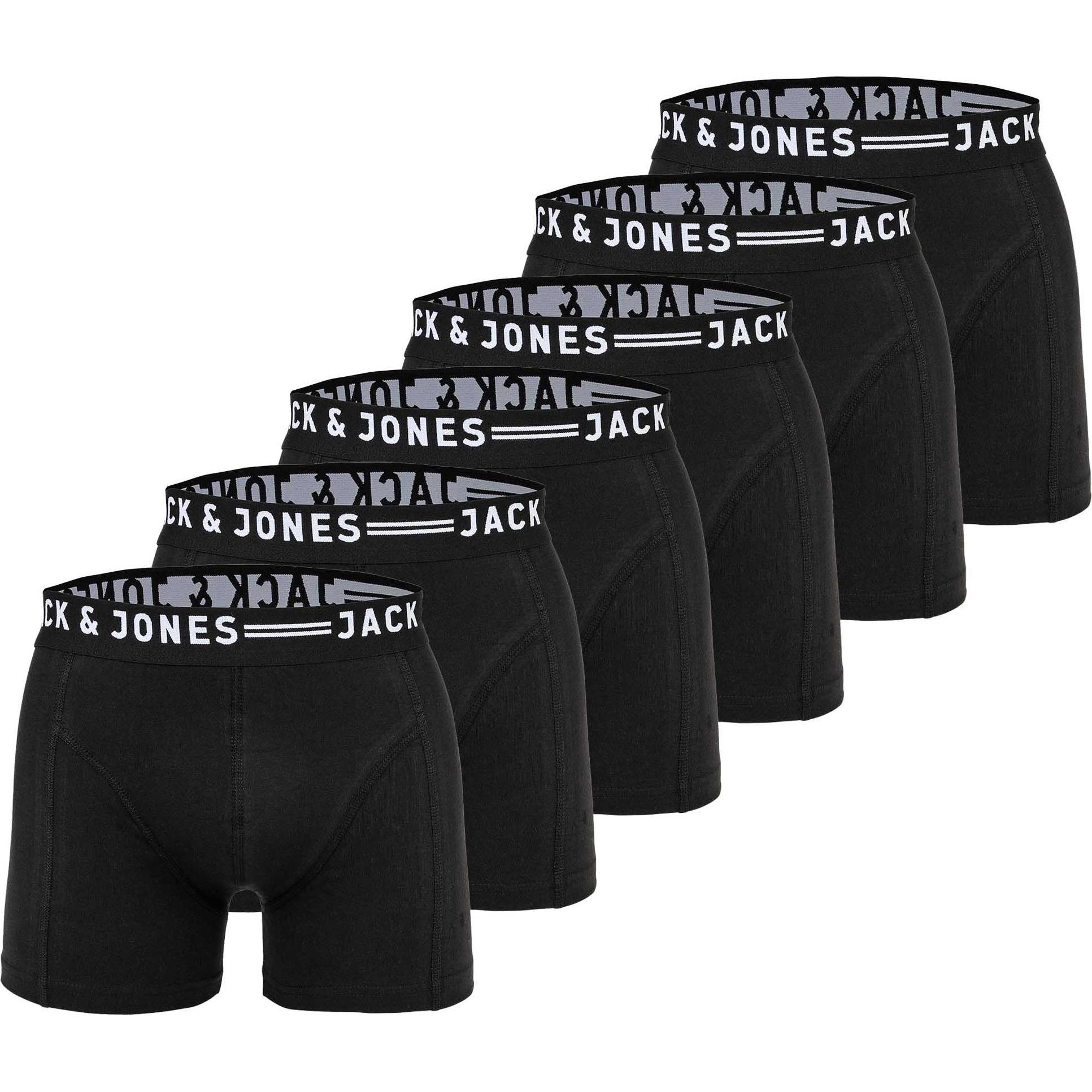 Jack & Jones, Herren, Unterhosen, Boxershort Casual Stretch, Schwarz, (S, 6er Pack)