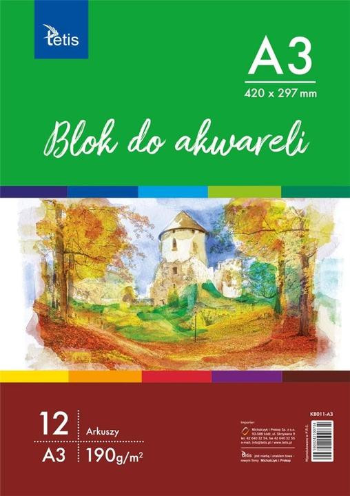 Image du produit Tetis A3-Aquarellblock mit 12 Blatt KB011-A3 (A3, Non contraignant)