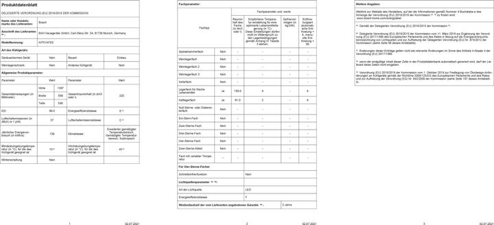 Produktbild Bosch Hausgeräte KIF51AFE0 (220 l)