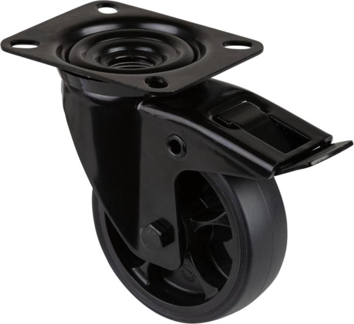 Actual product image BS Rollen Swivel castor D.100mm Trgf.110kg w.Festst.Gum.104x80mm black