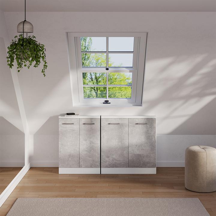 Produktbild Vichy Dachschrägenschrank Rion, Beton/Weiss/Weiss, mit 2 Türen (46 x 46 x 81.60 cm)