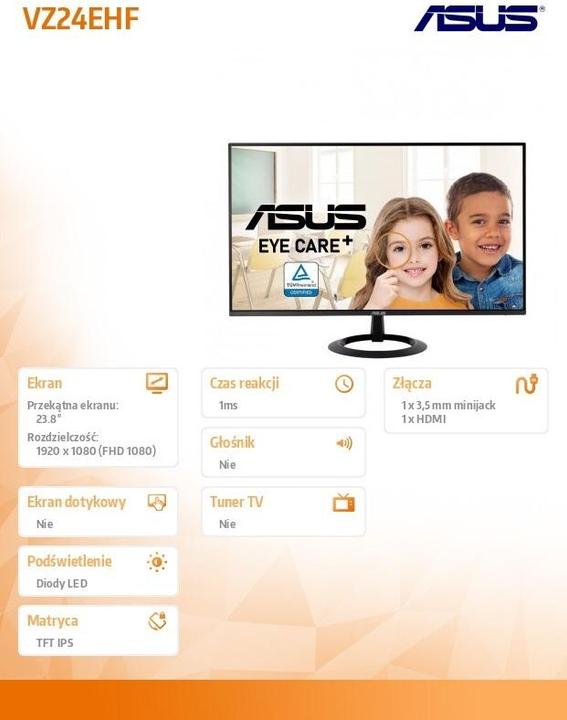 Image du produit ASUS VZ24EHF (1920 x 1080 pixels, 23.80")