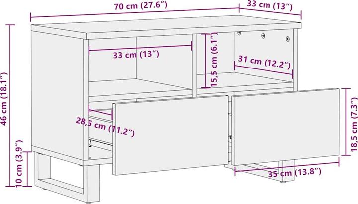 Actual product image vidaXL TV-Schrank (33 x 70 x 46 cm)