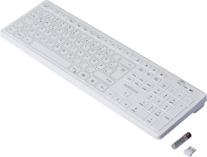 Renkforce RF-WRK-300 Kabellos Hygiene-Tastatur Deutsch, QWERTZ, Windows® Weiss (m (DE, Kabellos)