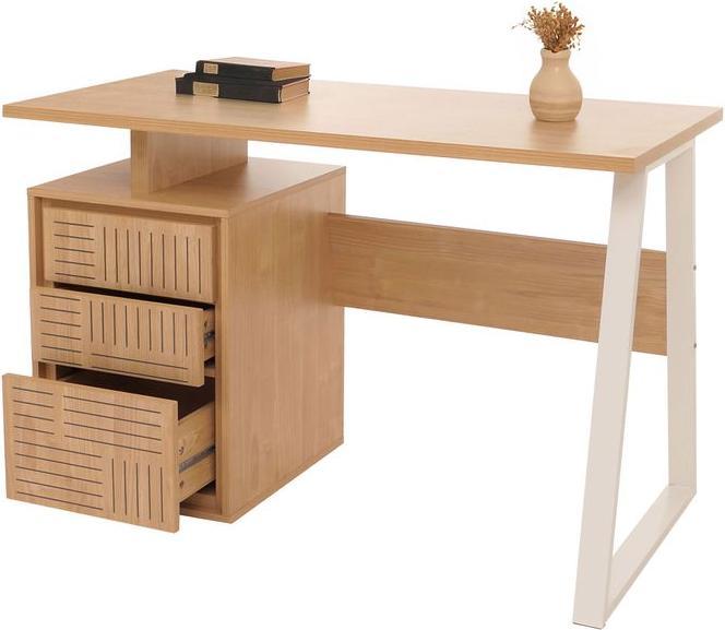 Produktbild Mendler Schreibtisch HWC-O32, Melamin Holz, 77x118x58cm – ulme natur